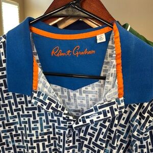 Robert Graham Blue and Orange Casual Button Down Shirt